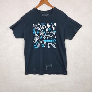 MrBeast Mens L Black Autographed Signed Limited 24H Livestream Graphic T-Shirt